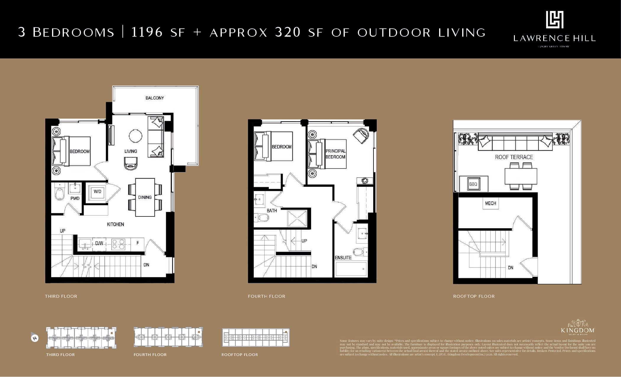 1196 sq ft Floor Plan at Lawrence Hill Urban Towns - 1196 sq.ft