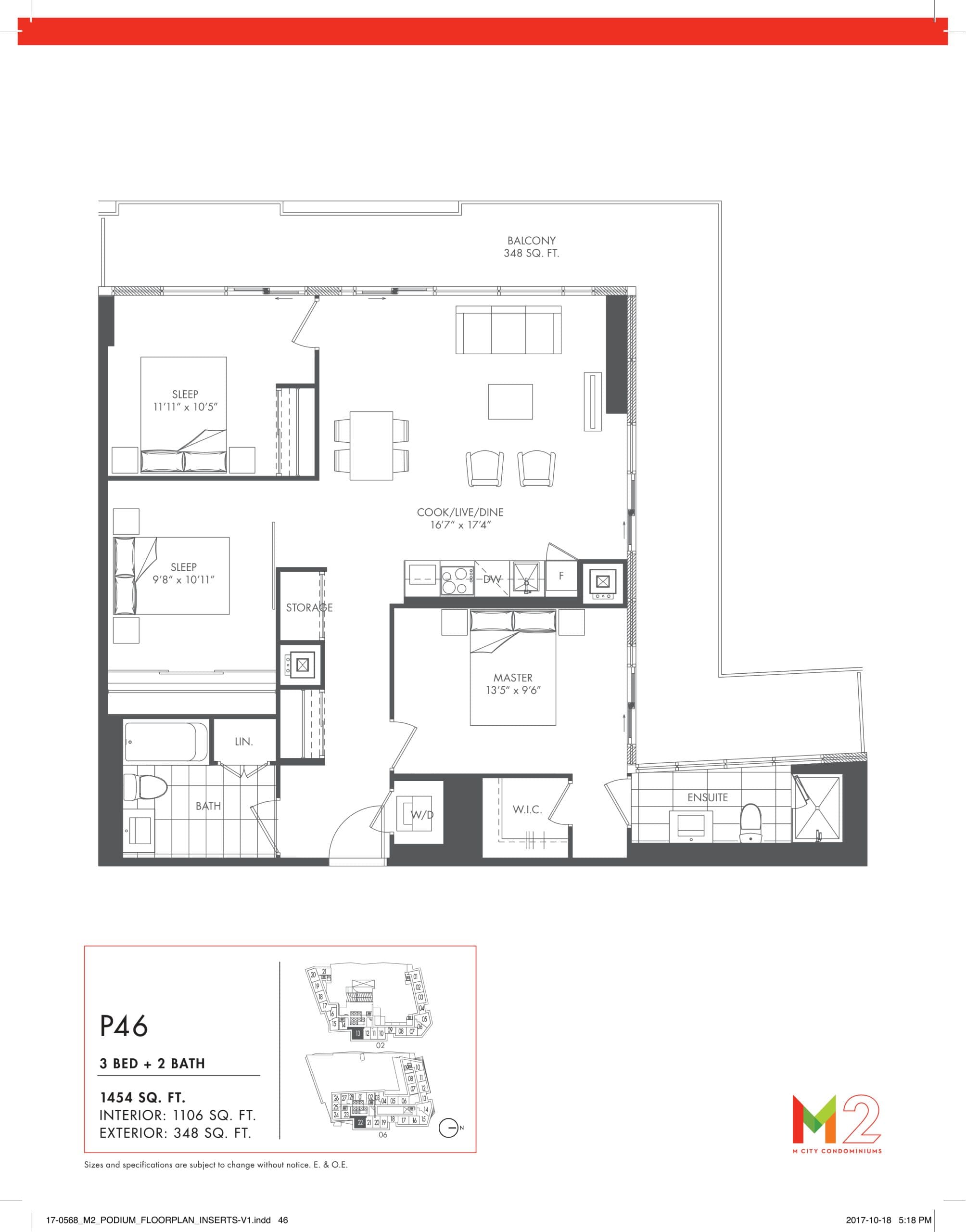 P46 Floor Plan at M City Condos Phase 2 - 1106 sq.ft