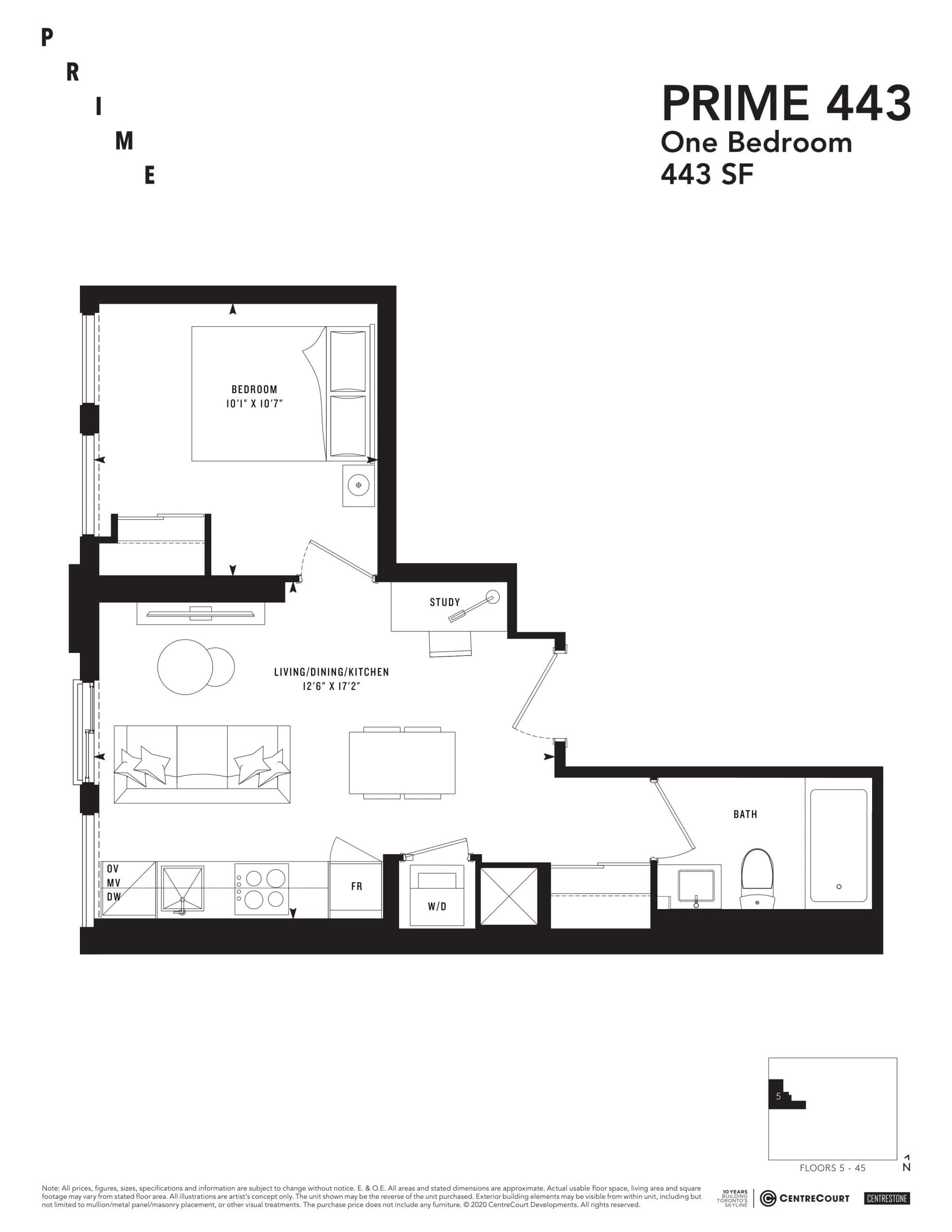 PRIME 443 Floor Plan at Prime Condos - 443 sq.ft
