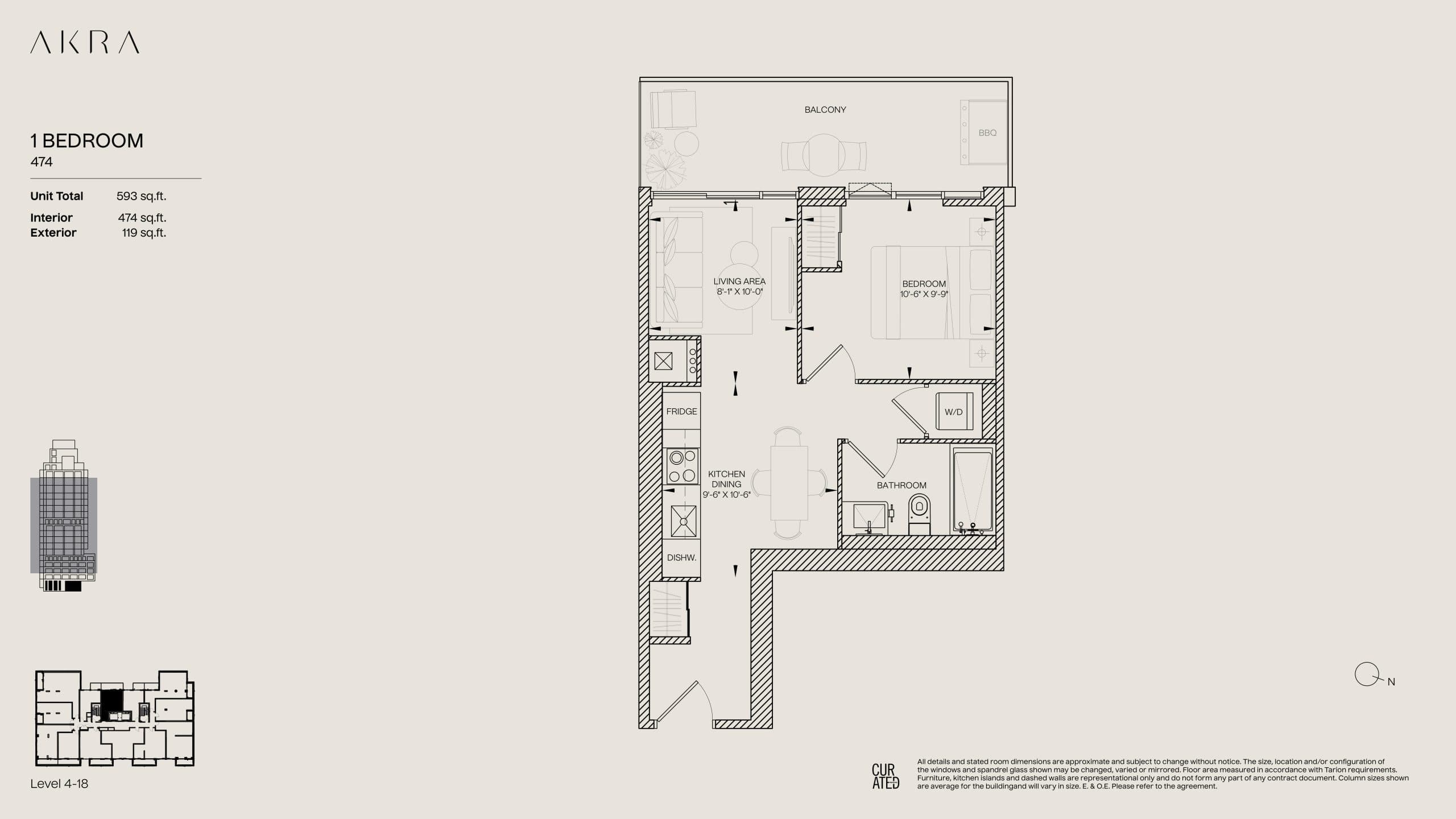 474 Floor Plan at Akra Living Condos - 474 sq.ft