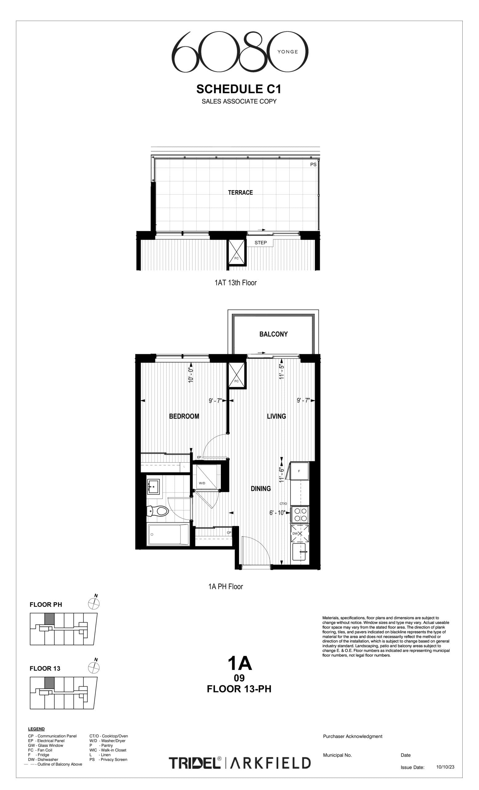 1A Floor Plan at 6080 Yonge Condos - 459 sq.ft
