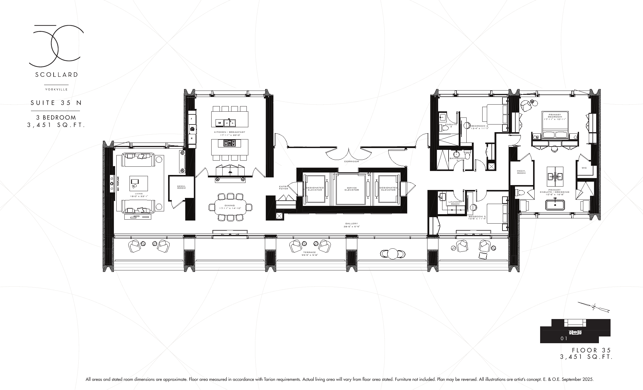 Suite 35 N Floor Plan at Fifty Scollard Condos - 3451 sq.ft