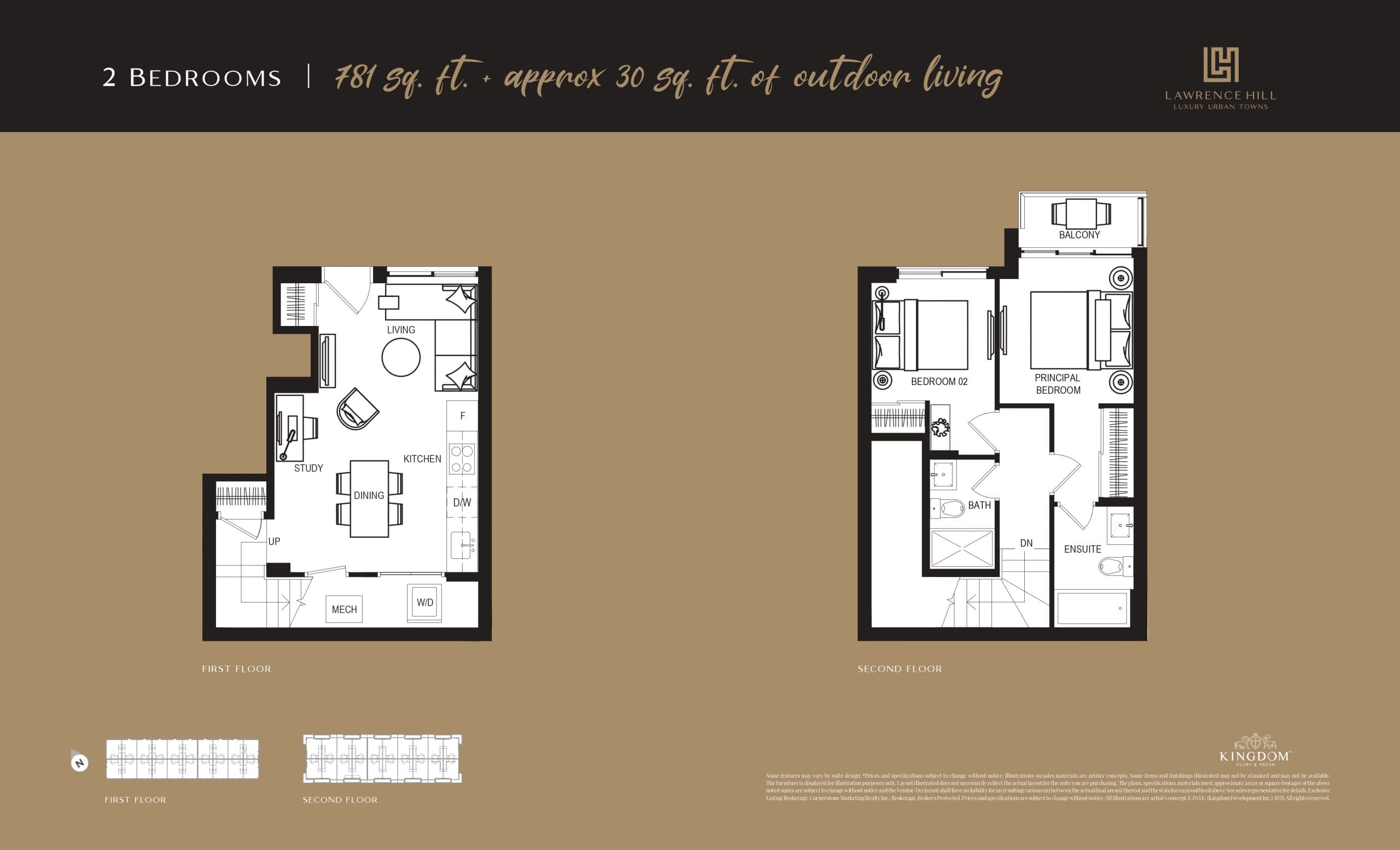 781 sq ft Floor Plan at Lawrence Hill Urban Towns - 781 sq.ft