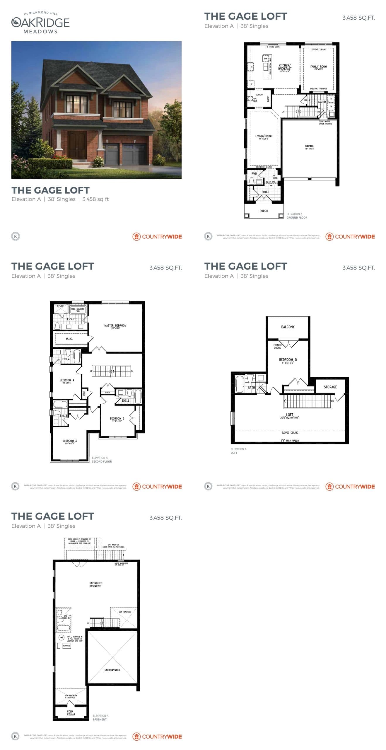 Gage with Loft Floor Plan at Oakridge Meadows by CountryWide Homes - 3458 sq.ft